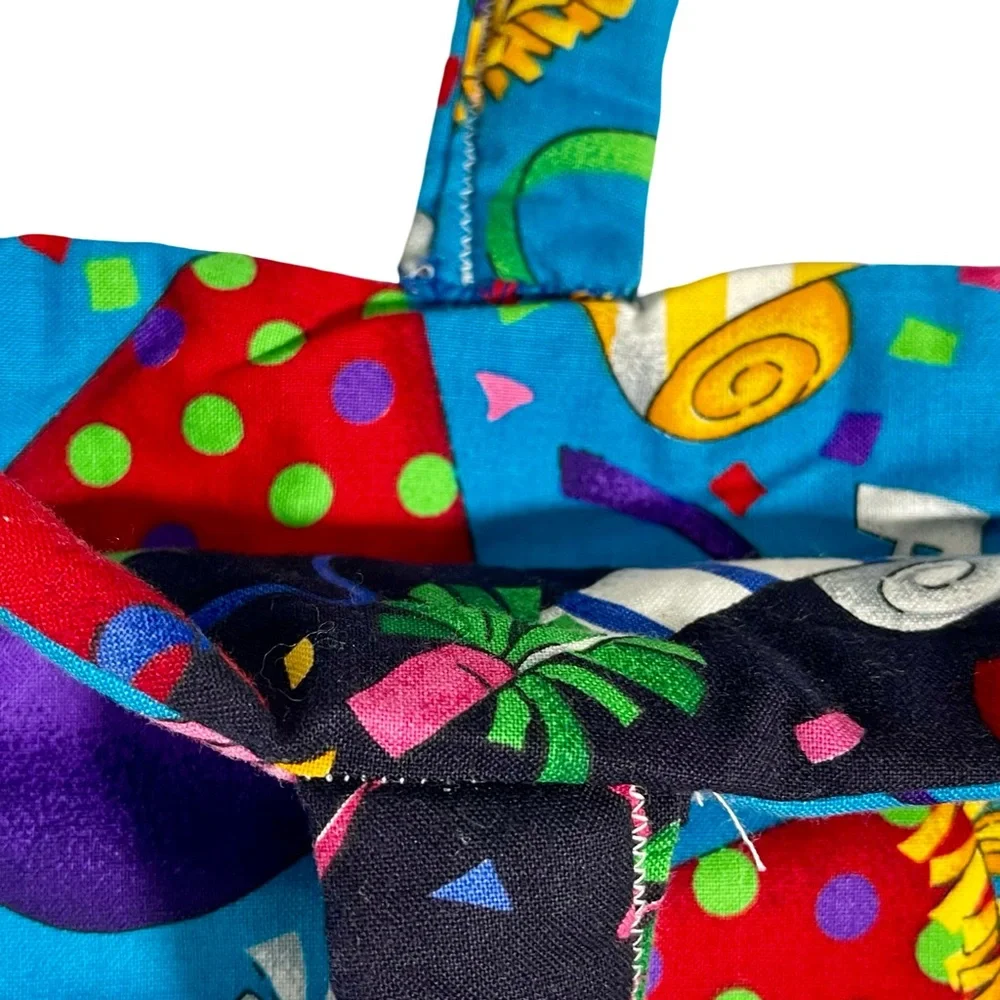 Large Multicolored Handmade Party Themed Tote Bag Reversible